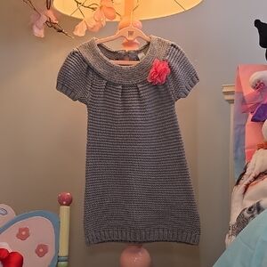 Charming Knit Dress with Pink Floral Accent